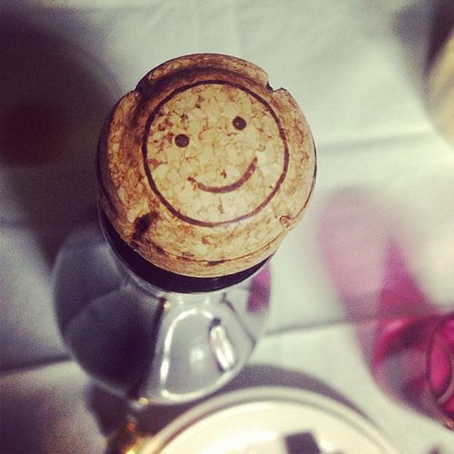 #smile #wine #happy - happy smile mark on the cork of wine.