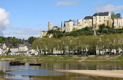 Boats and a sandbar: the River Vienne at Chinon, Indre-et-Loire, France