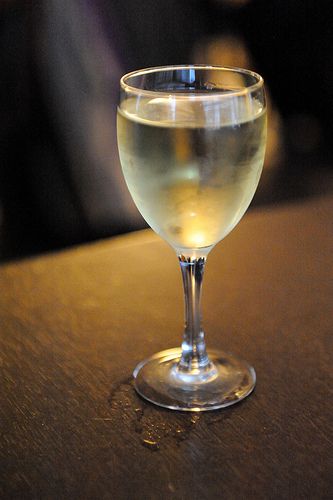 The glass of white wine