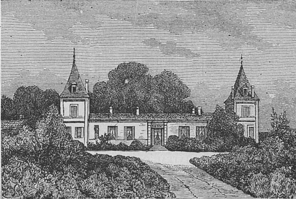 1893年に描かれた二つの塔を持つシャトー・クリマンの正面外観